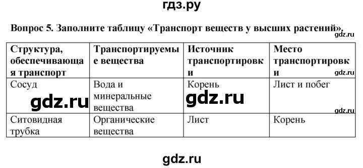 Биология 5 класс параграф 17 тетрадь