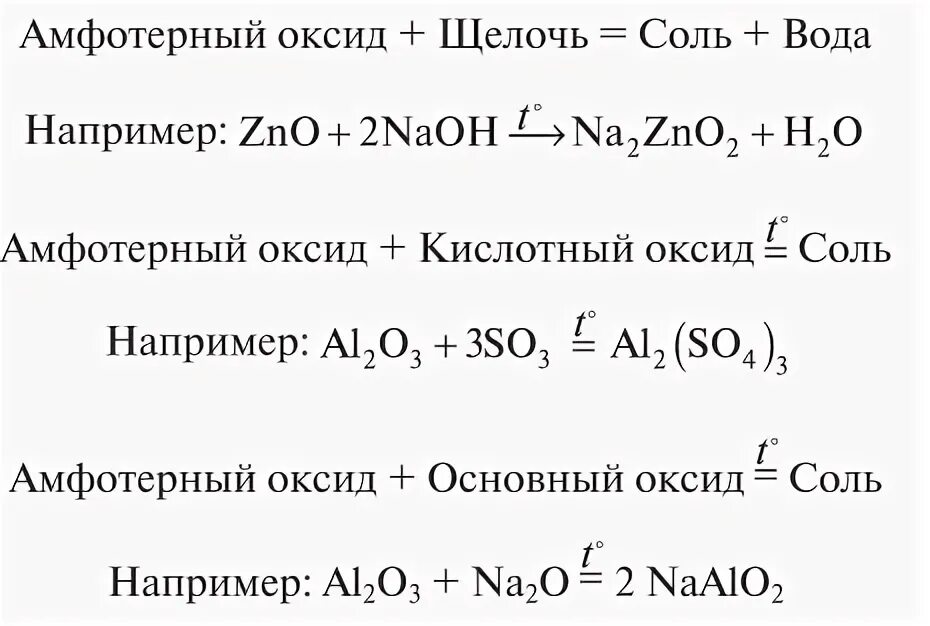 Амфотерный оксид щелочной оксид