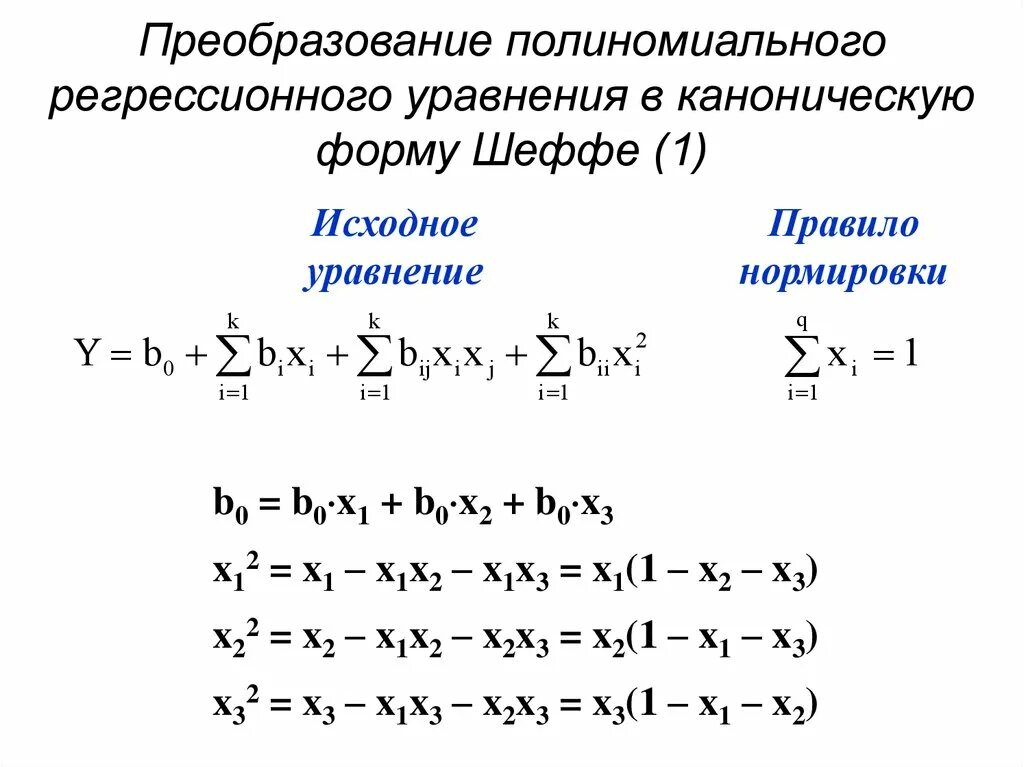 Уравнение полиномиальной регрессии. Канонические преобразования. Метод полиномиальной регрессии. Каноническая форма уравнения. Каноническому виду ортогональным преобразованием