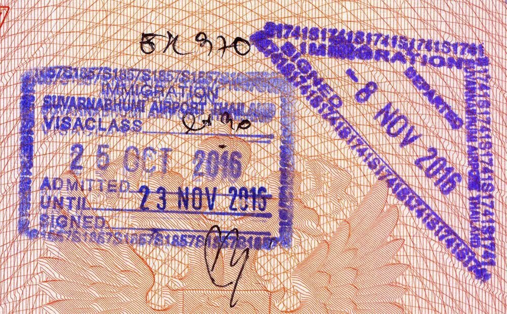 Таиланд виза штамп. Виза в Тайланд.