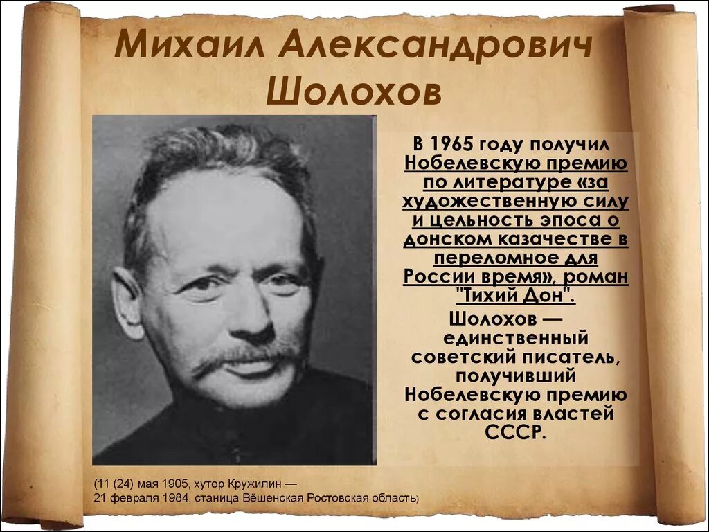 Шолохов лауреат Нобелевской премии по литературе. Шолохов 1965. Портрет Шолохова Михаила Александровича.