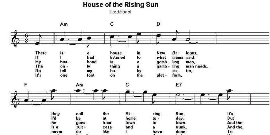 Animals house of rising аккорды. House of the Rising Sun Ноты. House of the Rising Sun текст. House of the Rising Sun Ноты для гитары. House of the Rising Sun табы.