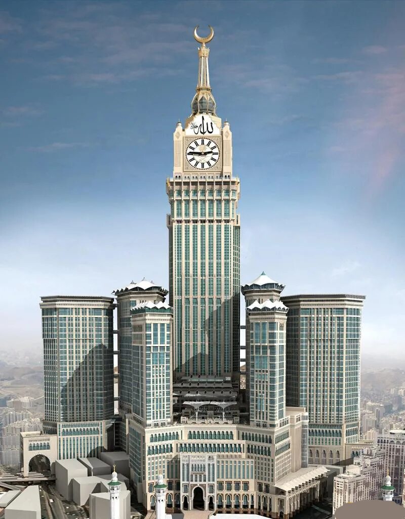 Часовая башня Абрадж Аль-Бейт. Королевская часовая башня в Мекке. Королевская башня Абрадж Аль Бейт. Абрадж Аль-Бейт (часовая Королевская башня)—Мекка (Саудовская Аравия).