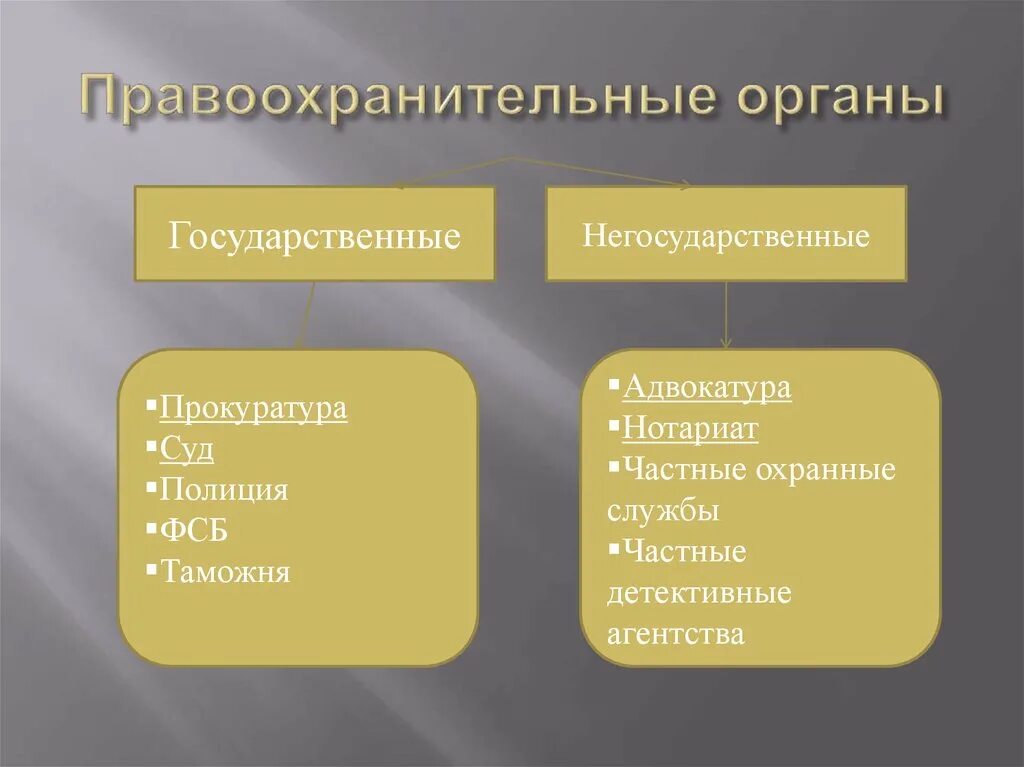 Правоохранительные органы. Государственные и негосударственные правоохранительные органы. Виды правоохранительных органов. Структура правоохранительных органов РФ. Ведомства правоохранительных органов