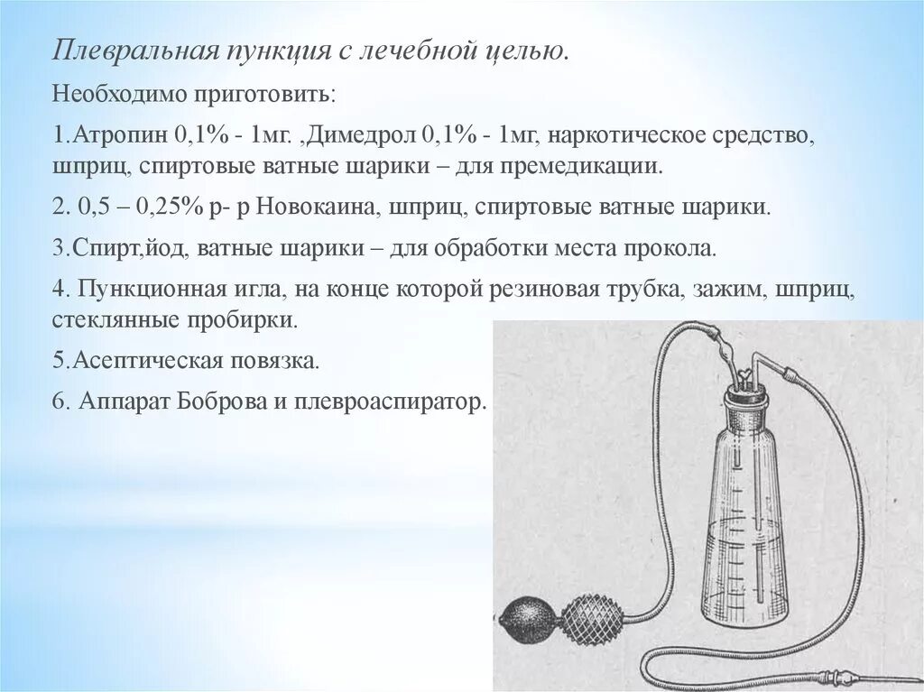 Инструменты для проведения плевральной пункции. Набор для проведения пункции плевральной полости. Аппарат Боброва пункция. Оснащение для пункции плевральной полости.