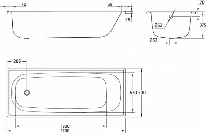 Акриловые ванны: Акриловая ванна VAGNERPLAST PENELOPE 170x70