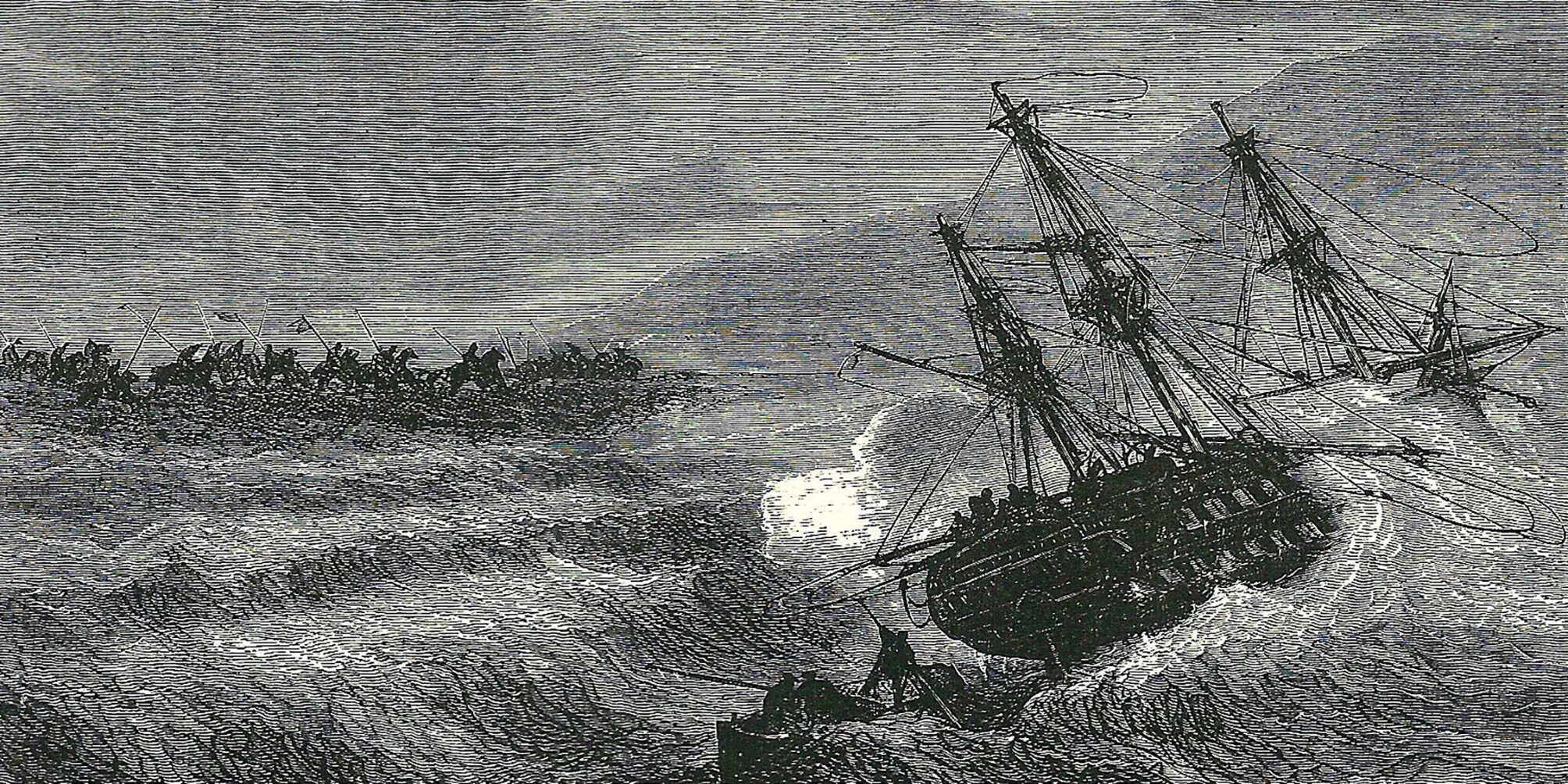 Шторм 1854. Линейный корабль Лефорт на дне. Корабль буссоль Лаперуза.
