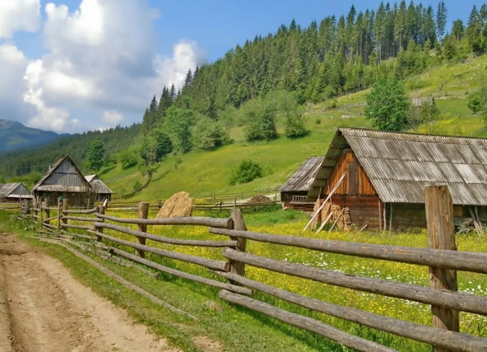 Развитие сельских районов. Карпаты экопоселение. В селе. Сельская местность. Пейзаж сельской местности.