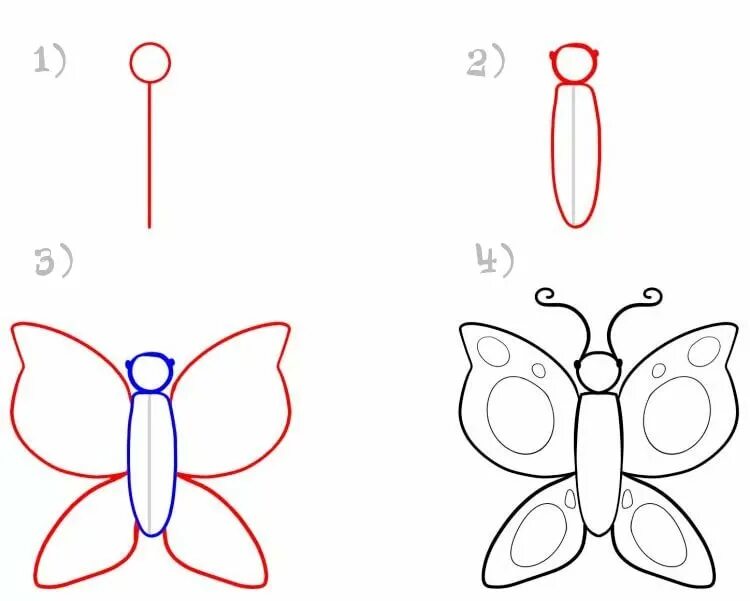 Нарисовать детские рисунки легко. Поэтапное рисование бабочки. Бабочка поэтапное рисование для детей. Поэтапное рисование бабочки для дошкольников. Рисуем бабочку поэтапно.