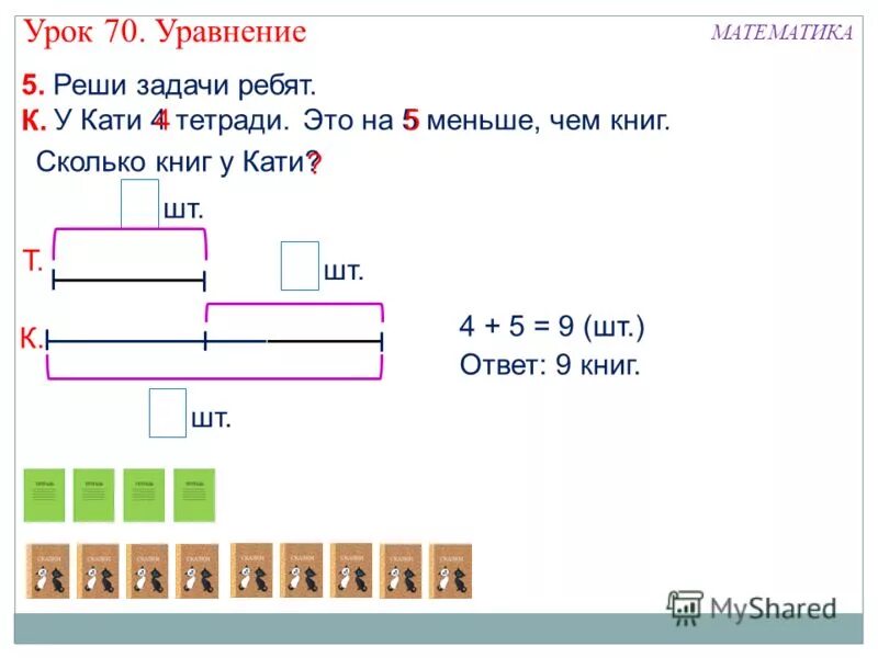 у кати было 5 тетрадей