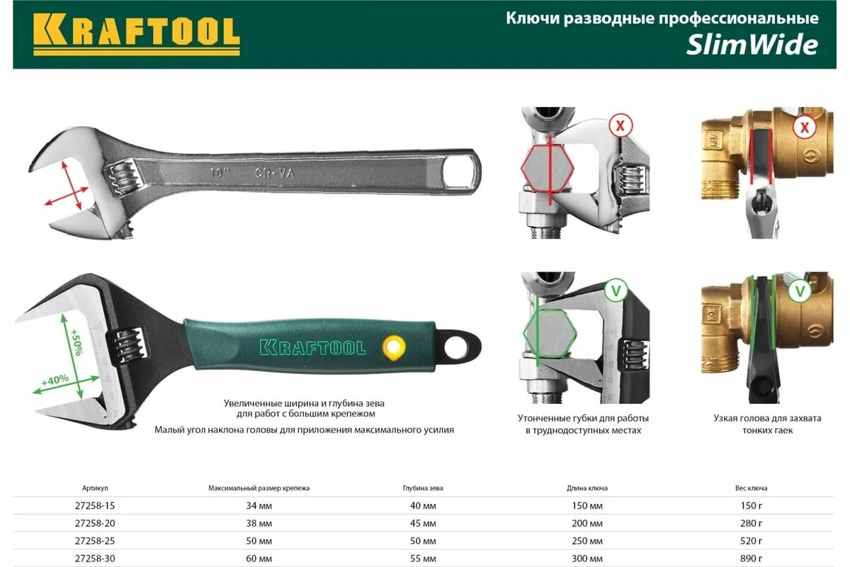 Kraftool 27258 25. Ключ разводной kraftool slimwide pro 27258-15. ключ разводной slimwide, 250 / 50 мм, kraftool. ключ разводной kraftool slimwide pro 27258-20. kraftool slimwide разводной ключ 300 / 60 мм 27258-30.