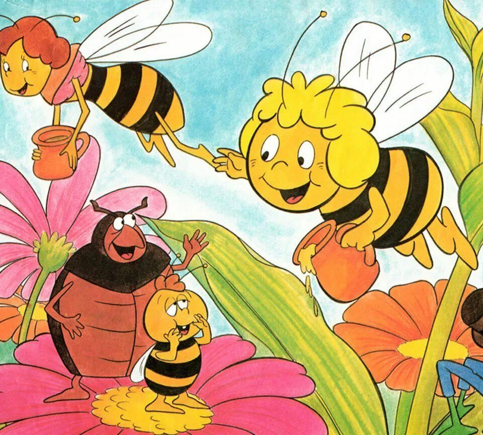 Песня май пчелки. Пчёлка Майя 1975. Герои мультика Пчелка Майя.