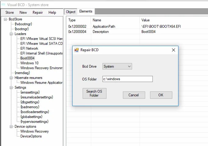 Bcd editor. Visual bcd editor. visual bcd. bcd editor windows 10.