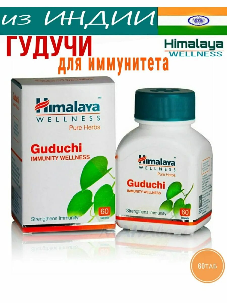 Himalaya Wellness Guduchi / Хималая Гудучи 60таб. [A+]. Гудучи, 60 таб, производитель Хималая Guduchi, 60 Tabs, Himalaya. Himalaya Herbals Brahmi 60 таб. Трифала гималаи