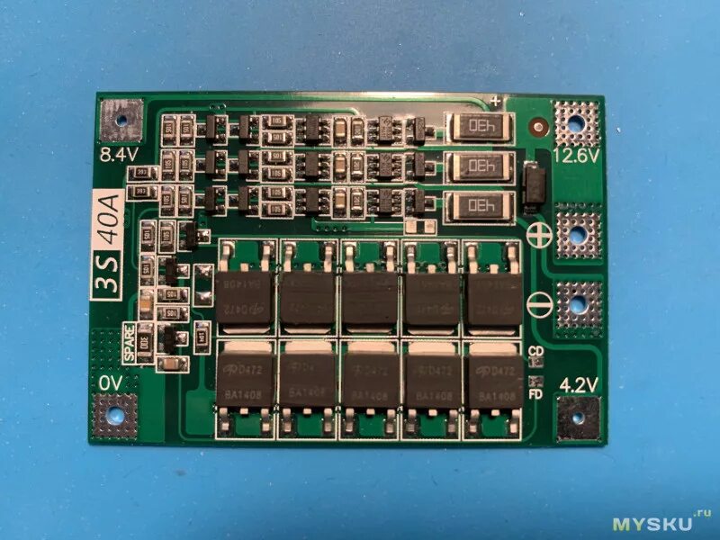 Плата BMS 3S 40A rev 2.3 для переделки питания шуруповерта Bosch GSR 9,6 на лити