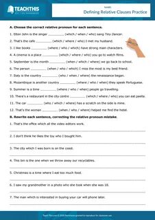 Defining relative clauses wordwall