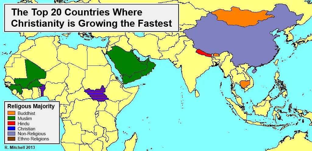 Christianity in the World. Fastest growing Countries. Christianity Map. Top Religions. A growing country