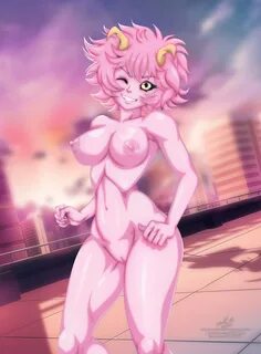 mina ashido, my hero academia, black sclera, breasts, female, female only, ...