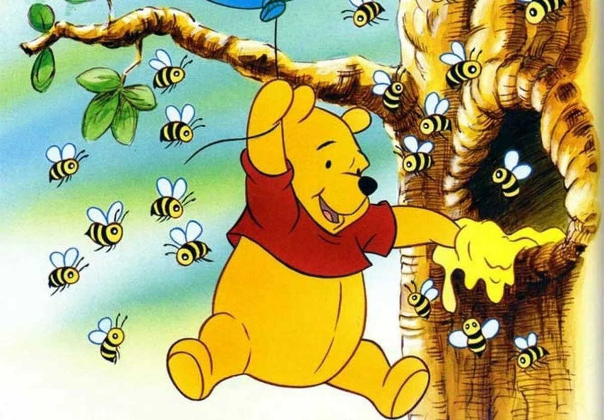 Винипух на языке. Винни пух Дисней 1966. Винни пух и медовое дерево. Винни пух мед пчелы.