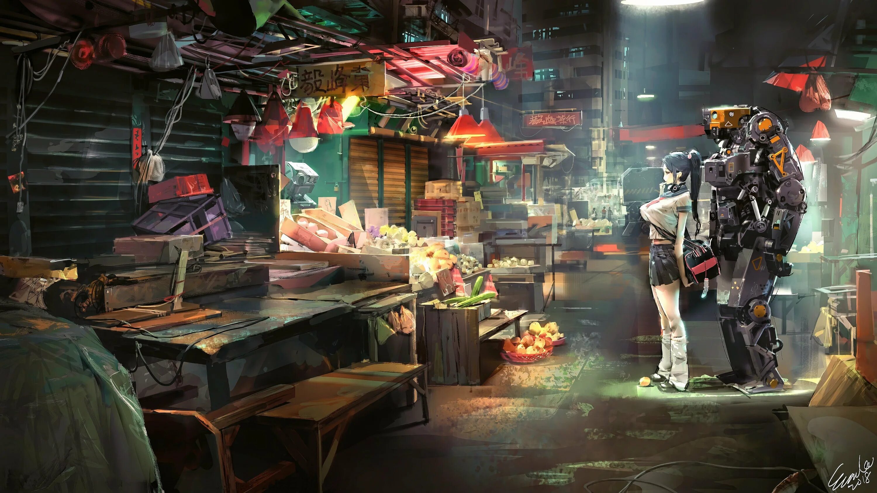 Cyberpunk store. Evan lee-cyberpunk. киберпанк рынок. киберпанк арты город. киберпанк повседневность.
