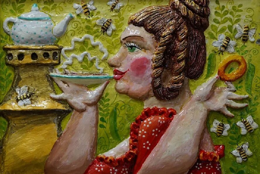 Ах отличный вкус. Картина чаепитие с баранками. Женщина с бубликами картина. Баба с баранками. Картина.дама с баранками и чаем.