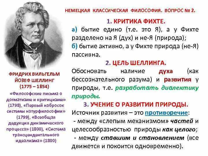 Философия фихте и шеллинга. Основные идеи Фридриха Шеллинга. Ф Шеллинг философия.