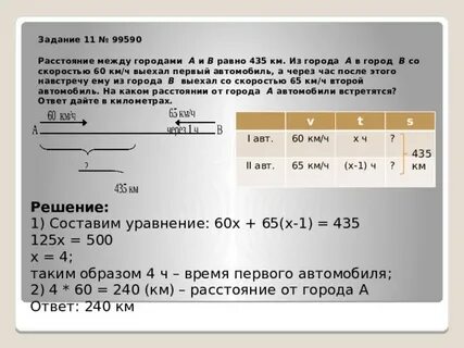 Расстояние между городами 43 8км