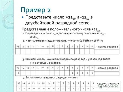 Однобайтовый формат числа