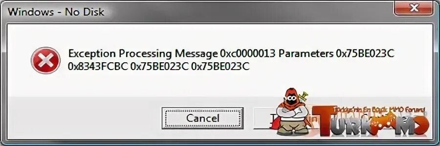 Exception processing message parameters