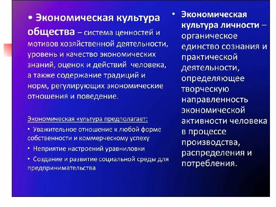 Проблема экономической культуры