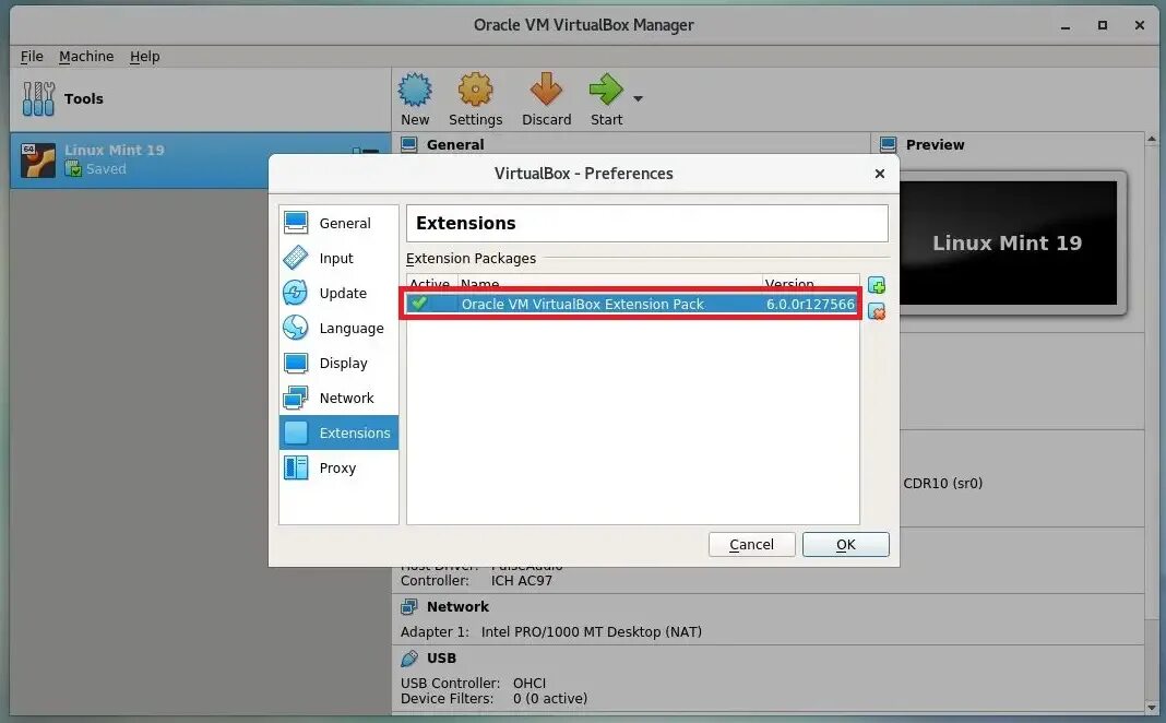 Vm virtualbox extension