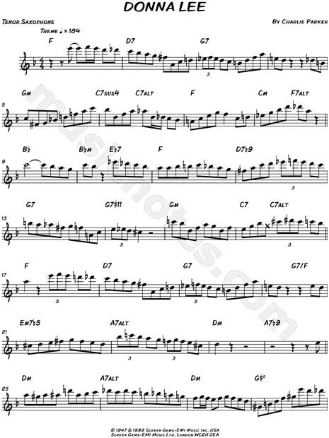 Donna lee. Donna lee charlie parker ноты. Donna lee. Donna lee ноты для альт саксофона. Donna lee.