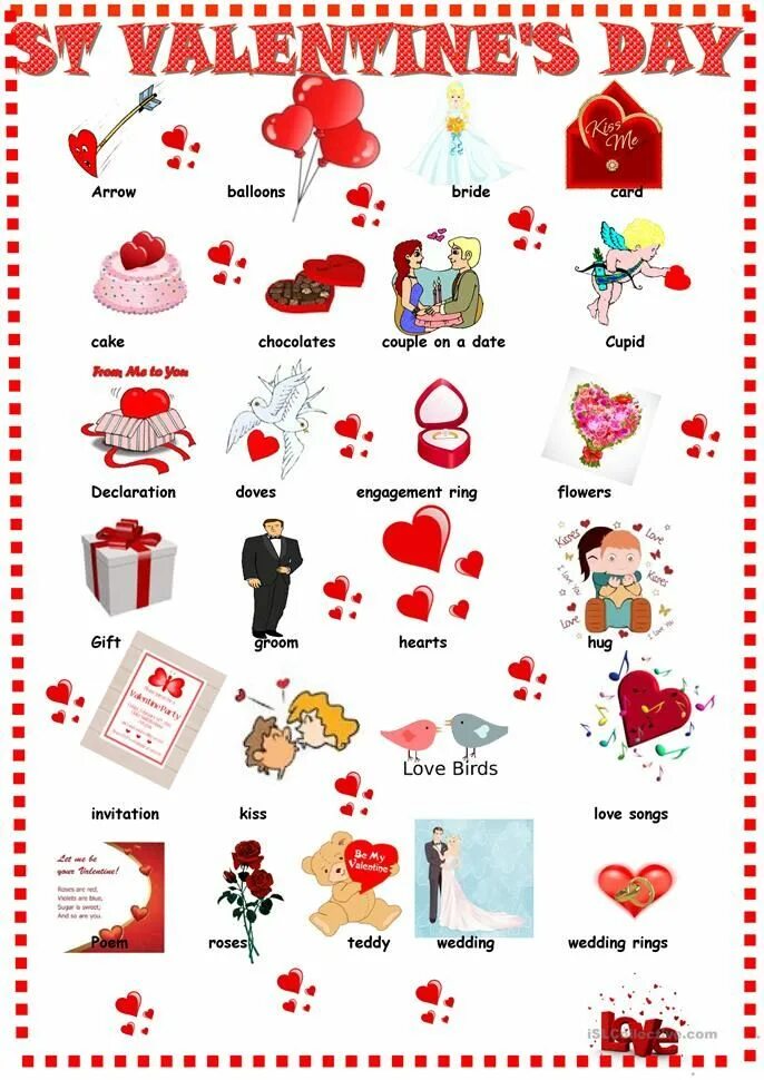 Задания на день влюбленных. Valentine s day lesson