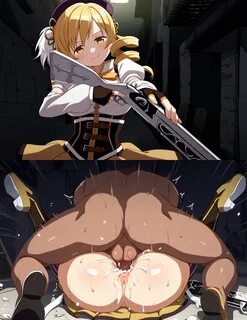 highres instant_loss_2koma laying_on_back legs_up madoka_worship magical_gi...