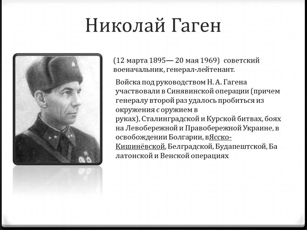 Генерал Гаген. Генерал-лейтенант н. а. Гаген».. Героев вов отличился в ходе сталинградской битвы