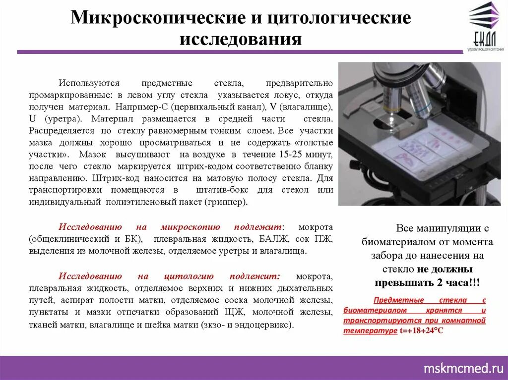 И цитологическим исследованием полученного