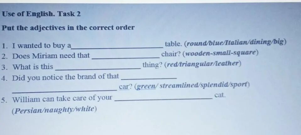 Use of english task