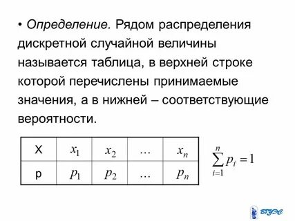 Дискретная случайная величина распределена по закону