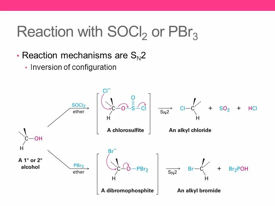 S br2 реакция. Pbr3 реакции. Реакции с socl2. Реакция с pbr3 механизм.