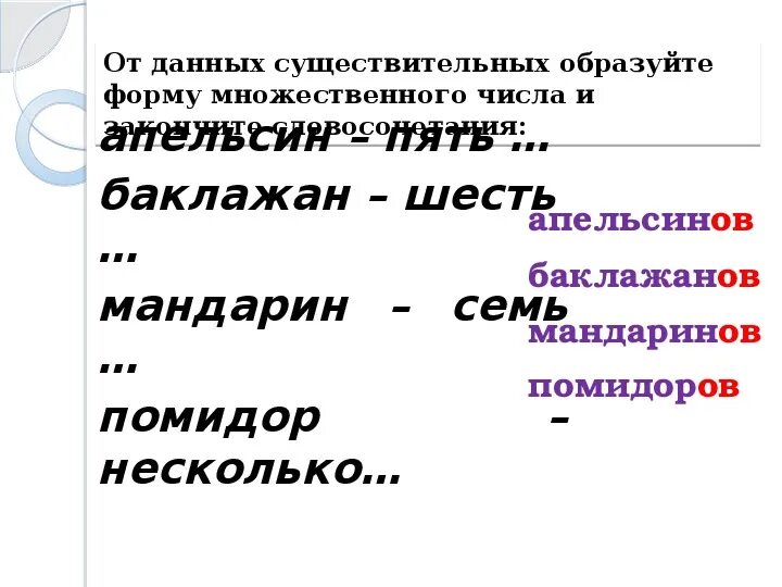 Тяжелое какой число. Трудные случаи падежей существительных. помидор множественное число. баклажан в род пад мн числа.