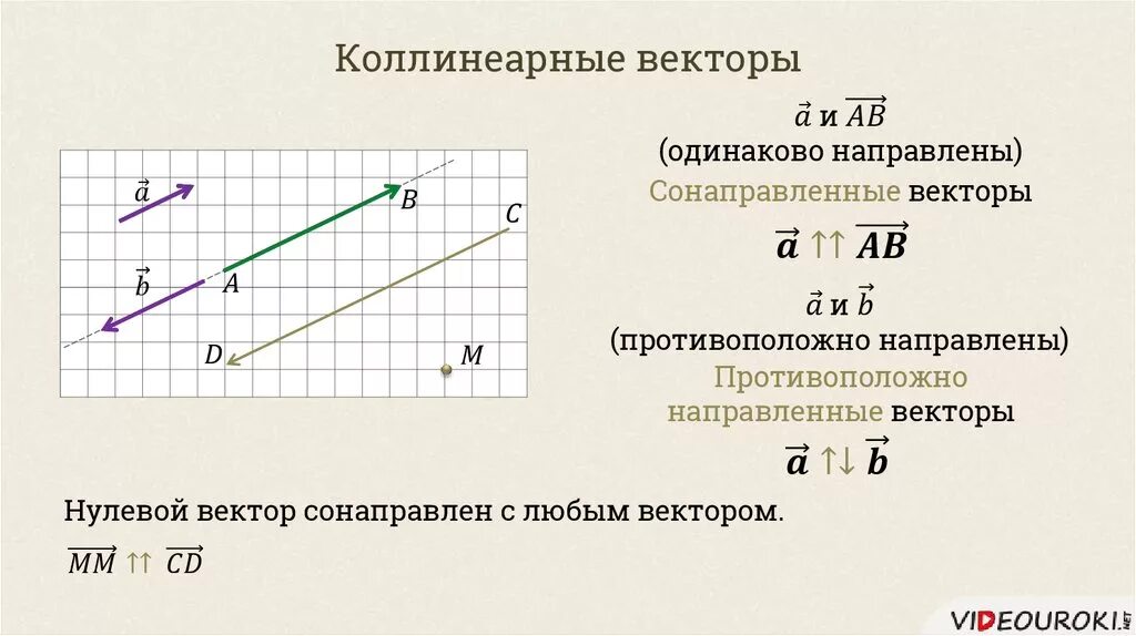 Нулевой вектор любому вектору. Противоположно направленные векторы. Понятие вектора. Сонаправленные нулевые векторы. Коллинеарные векторы сонаправленные и противоположно направленные.