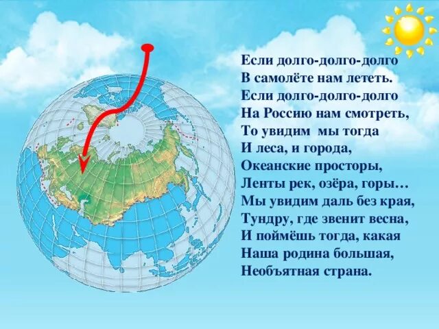 Если долго долго в самолёте нам лететь если долго долго. Если долго долго на Россию нам. Стихотворение если долго долго долго в самолёте нам лететь. Степанов Необъятная Страна.