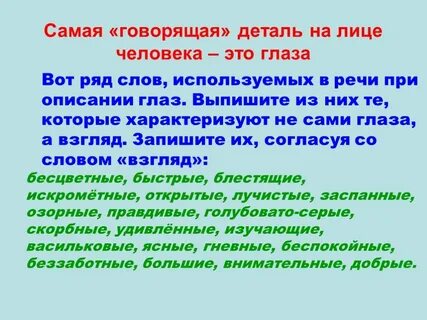 Описание внешности человека 6 класс сочинение глаза