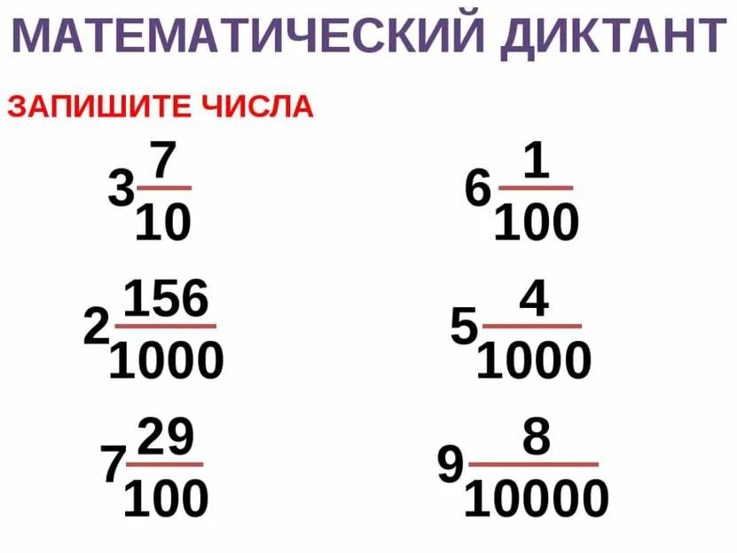 Как записываются десятичные числа