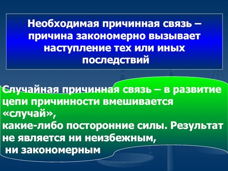 Слов необходима для связи. Причинная связь в уголовном праве. Случайная причинная связь. Необходимая причинная связь. Необходимая и случайная причинная связь.