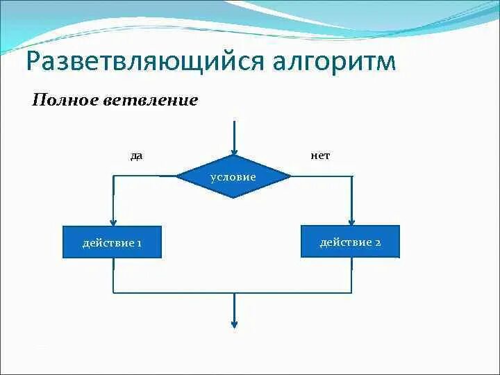 Алгоритм с полным ветвлением. Блок схема разветвляющегося алгоритма. Разветвляющийся алгоритм с неполным ветвлением. Разветвляющийся алгоритм с полным ветвлением.