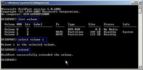 Diskpart volume