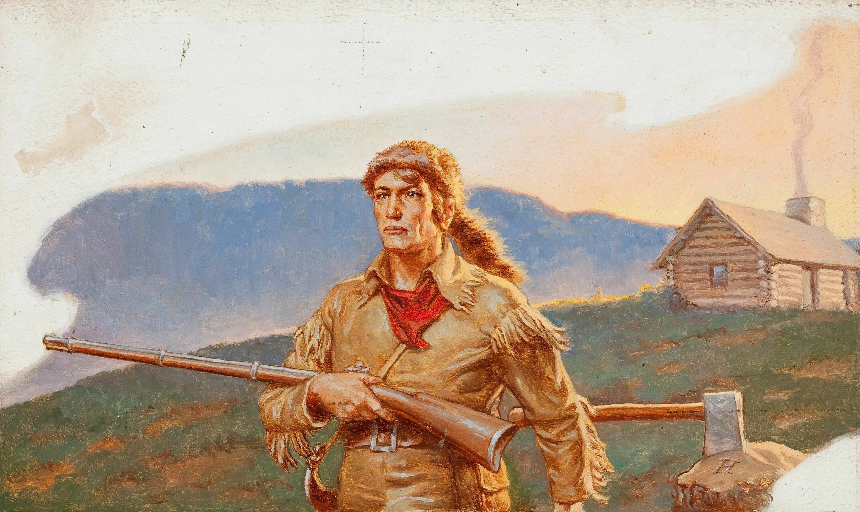 Walter Beach Humphrey (American, 1892-1966). Трапперы охотники дикого Запада. Дикий Запад Трапперы скалистых гор. Пионеры дикого Запада.