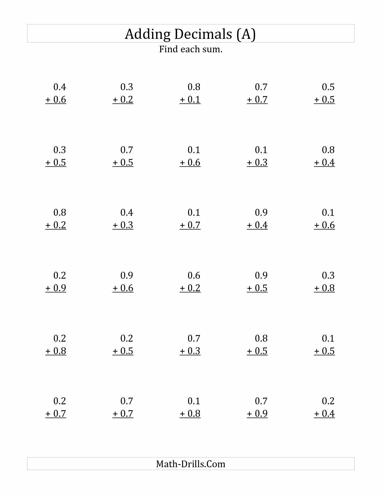 Adding. Addition of Decimals. Decimals Worksheets. Decimals exercises. Decimals for Kids.