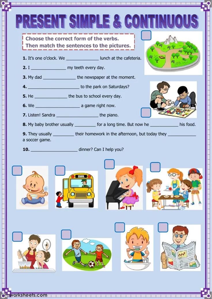 Present continuous match. Present simple and Continuous Tenses exercises. Present simple present Continuous упражнения. Задания present simple present Continuous Worksheets. Рабочий лист present Continuous.